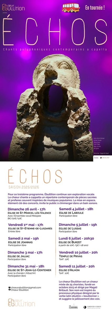 Affiche de Choeur EBULLITION a cappella à PRIVAS - Temple