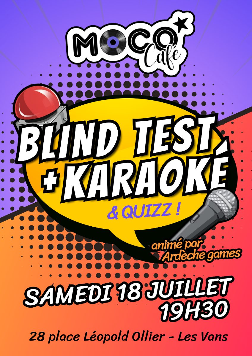 Affiche de Blind test + karaoké au Moco à Les Vans