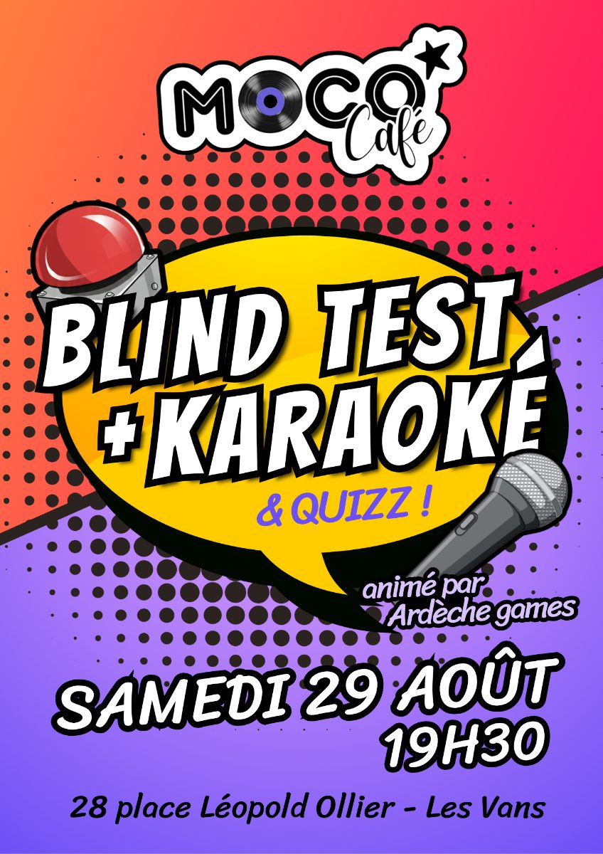 Affiche de Blind test + karaoké au Moco à Les Vans