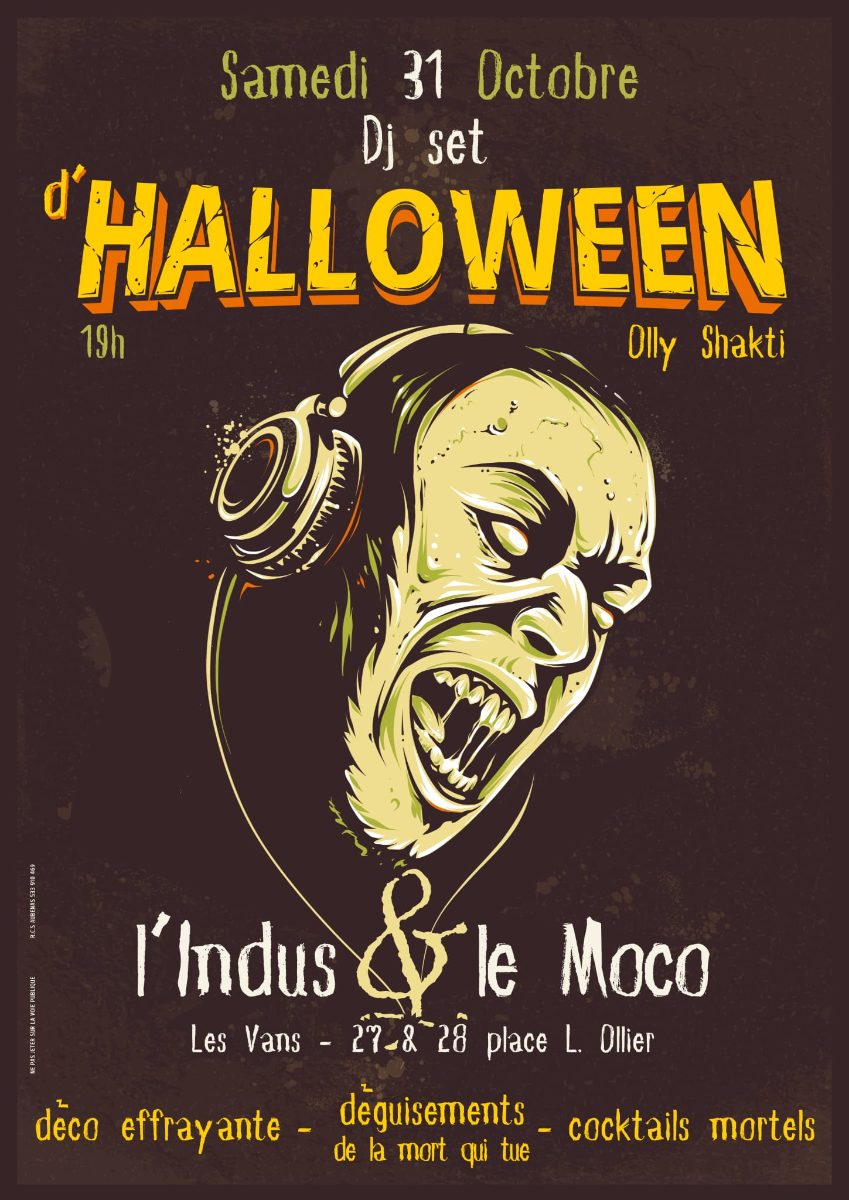 Affiche de DJ set d'Halloween au Moco 🎃 à Les Vans