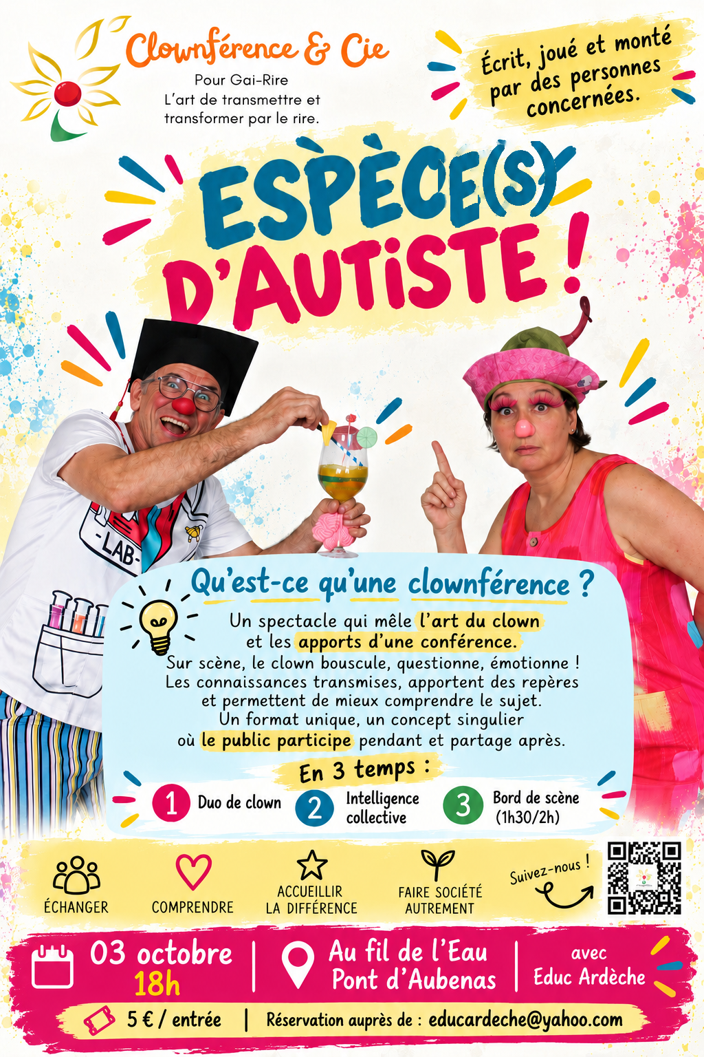 Affiche de Clownference "Espece(s) d auti à Aubenas