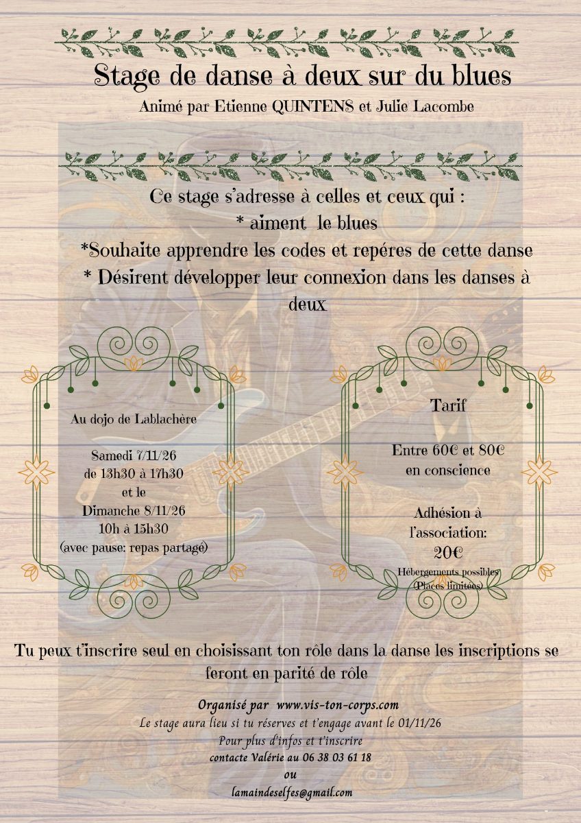 Affiche de Stage de danse blues à Lablachère