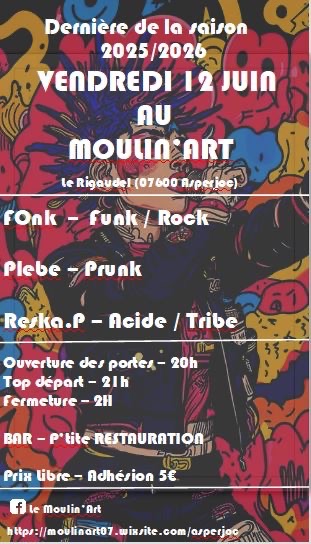 Affiche de Concerts FOnK, Plèbe, Reska P à Le Rigaudel, Asperjoc