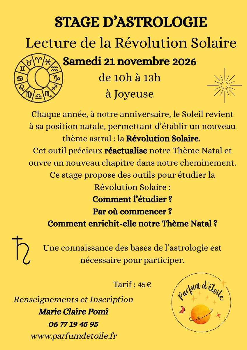 Affiche de Stage d'astrologie à Joyeuse