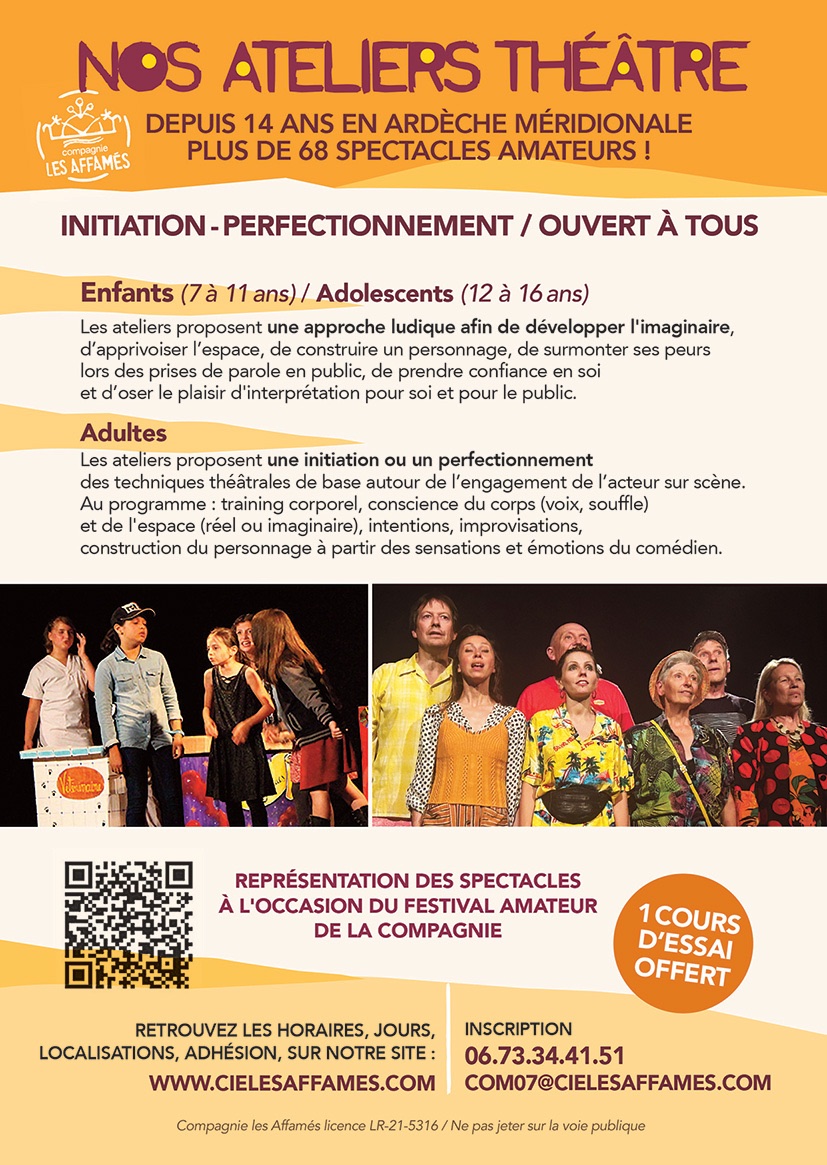 Affiche de Ateliers théâtre à Joyeuse
