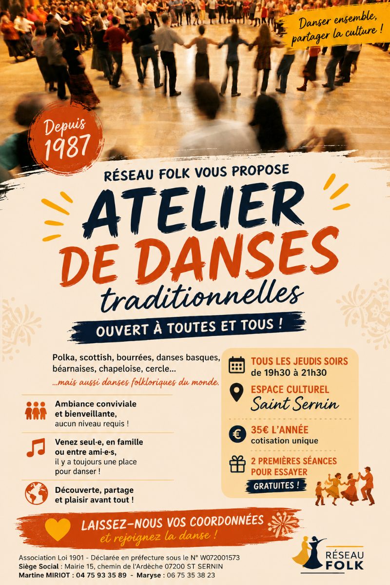 Affiche de Atelier hebdo danse trad à Saint Sernin