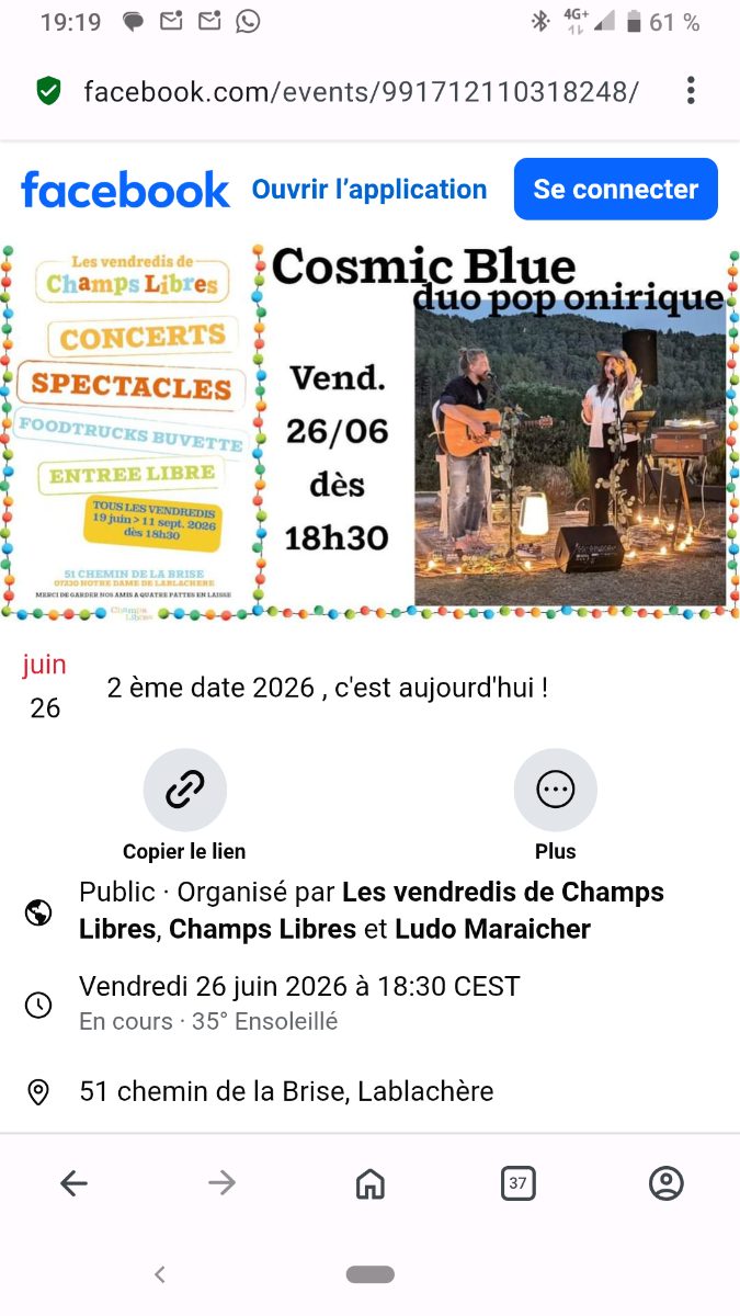 Affiche de Cosmic blue à Lablachère