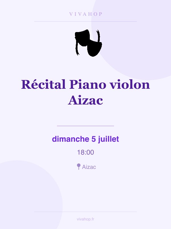 Affiche de Récital Piano violon Aizac à Aizac