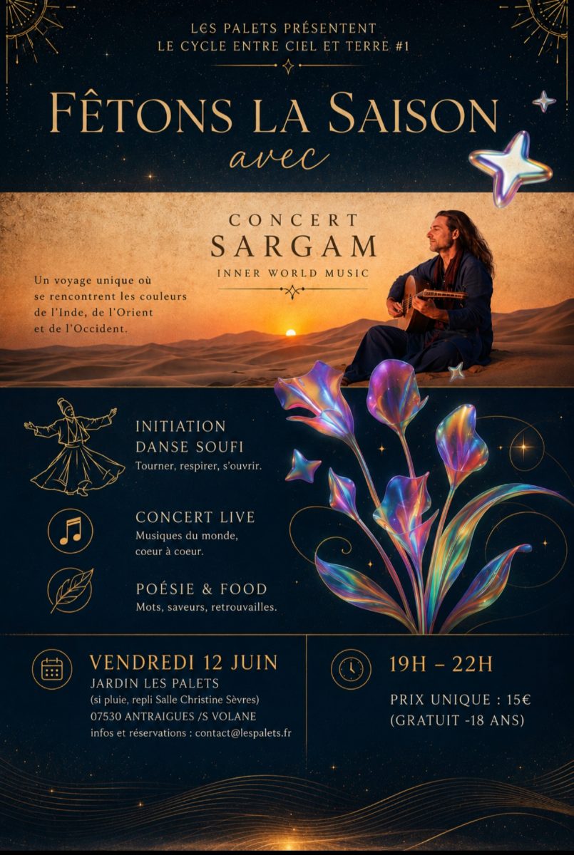 Affiche de Concert Sargam et danse Soufi à Antraigues sur Volante