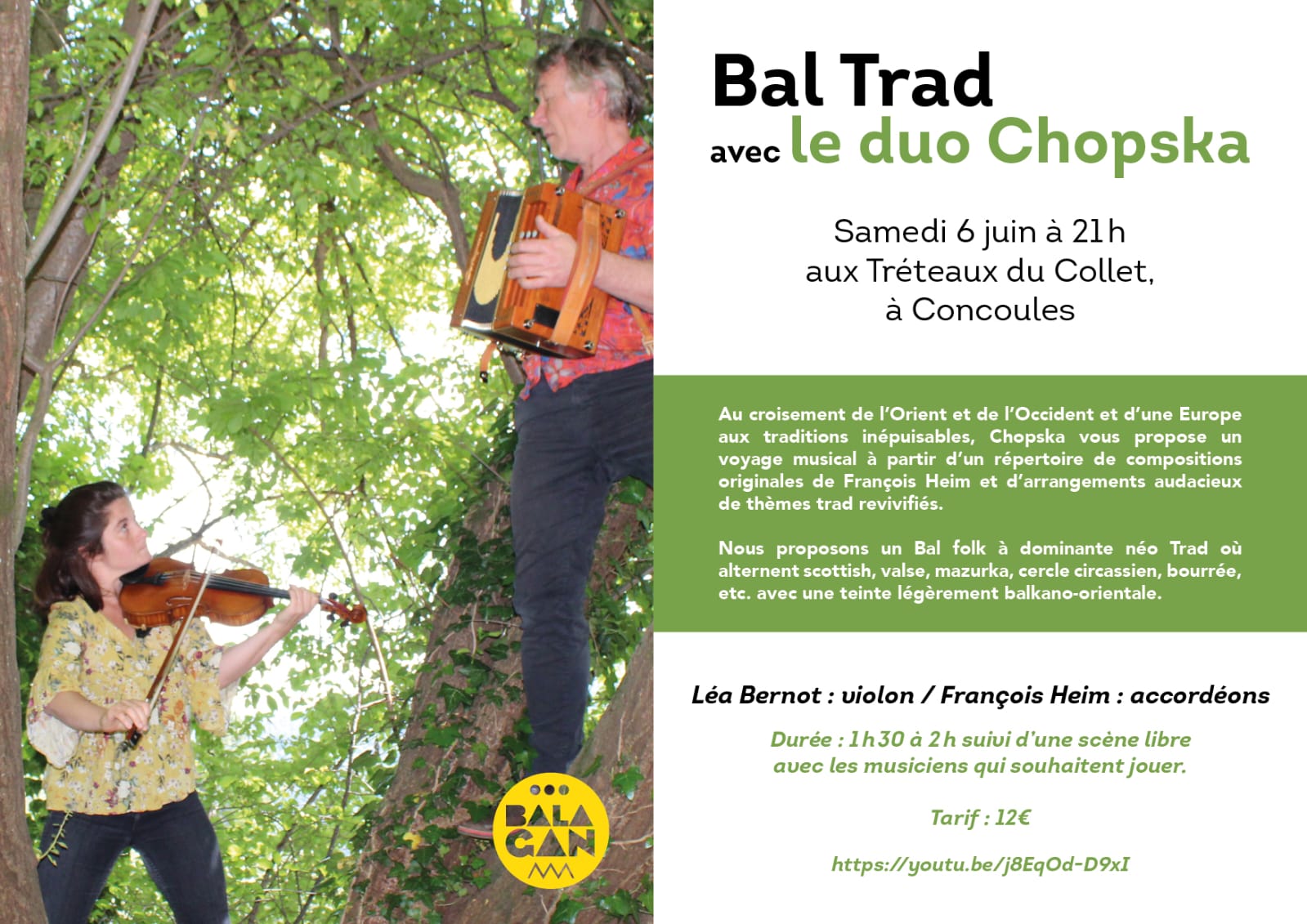 Affiche de Bal trad avec le duo chopska à Concoules