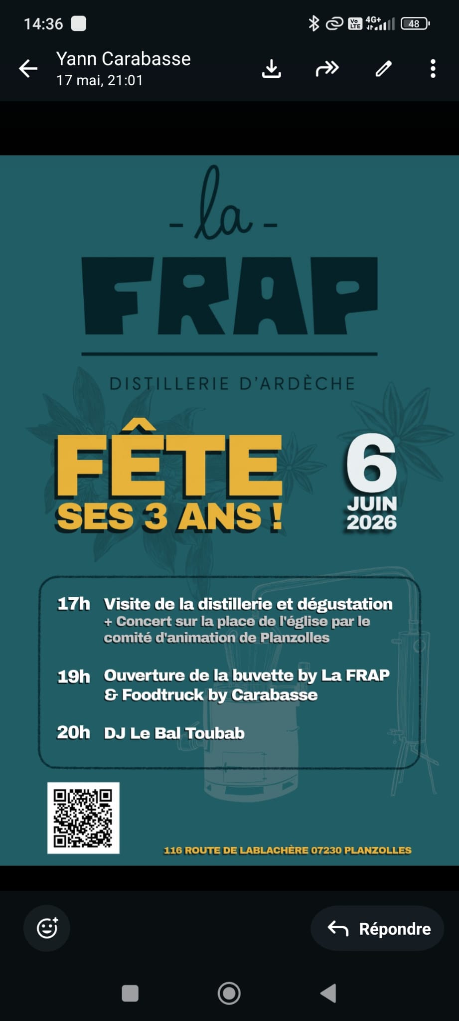Affiche de La frap fête ses 3 ans à Planzolles