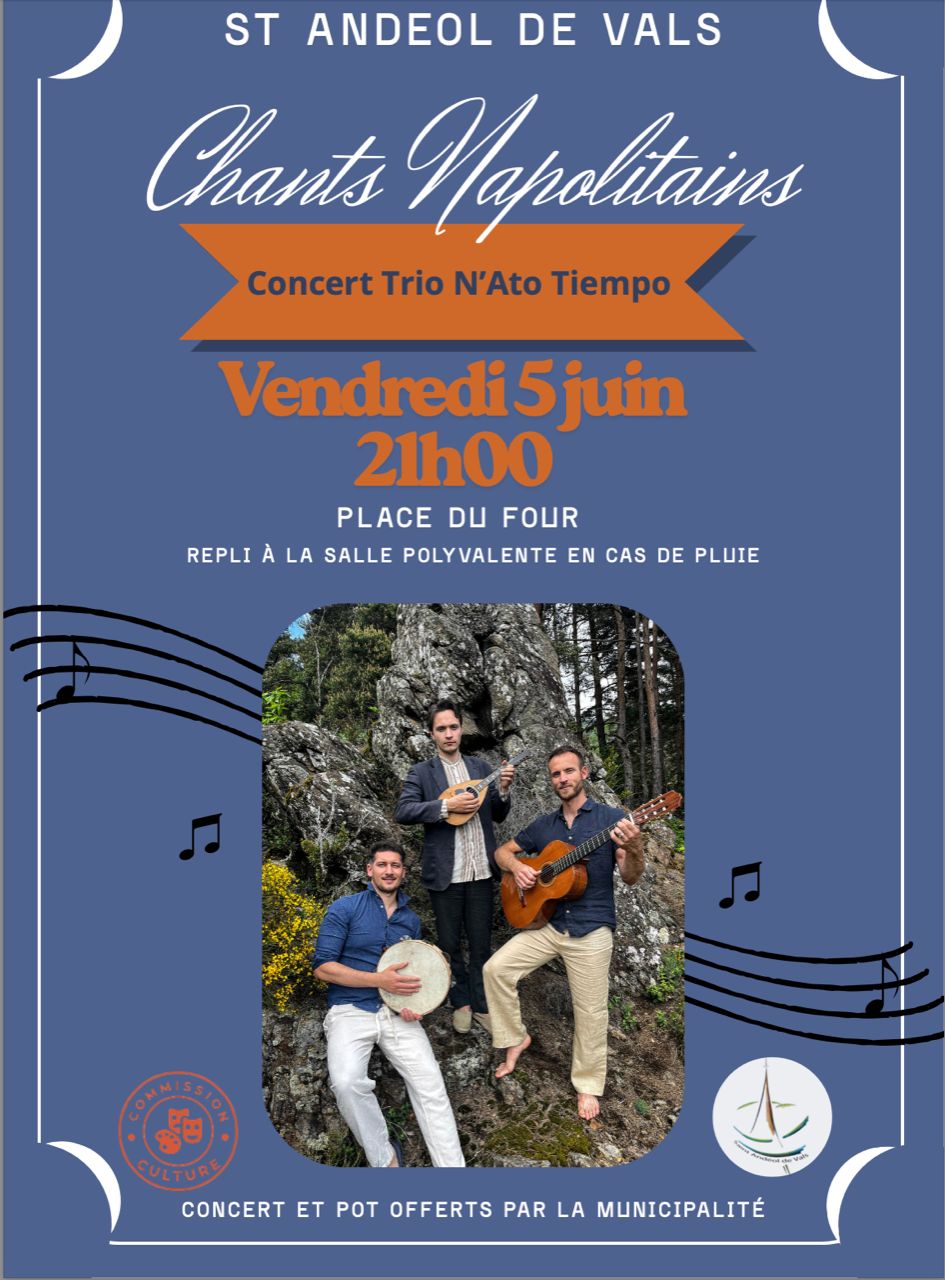 Affiche de Chants napolitains n'ato à Saint Andéol de Vals