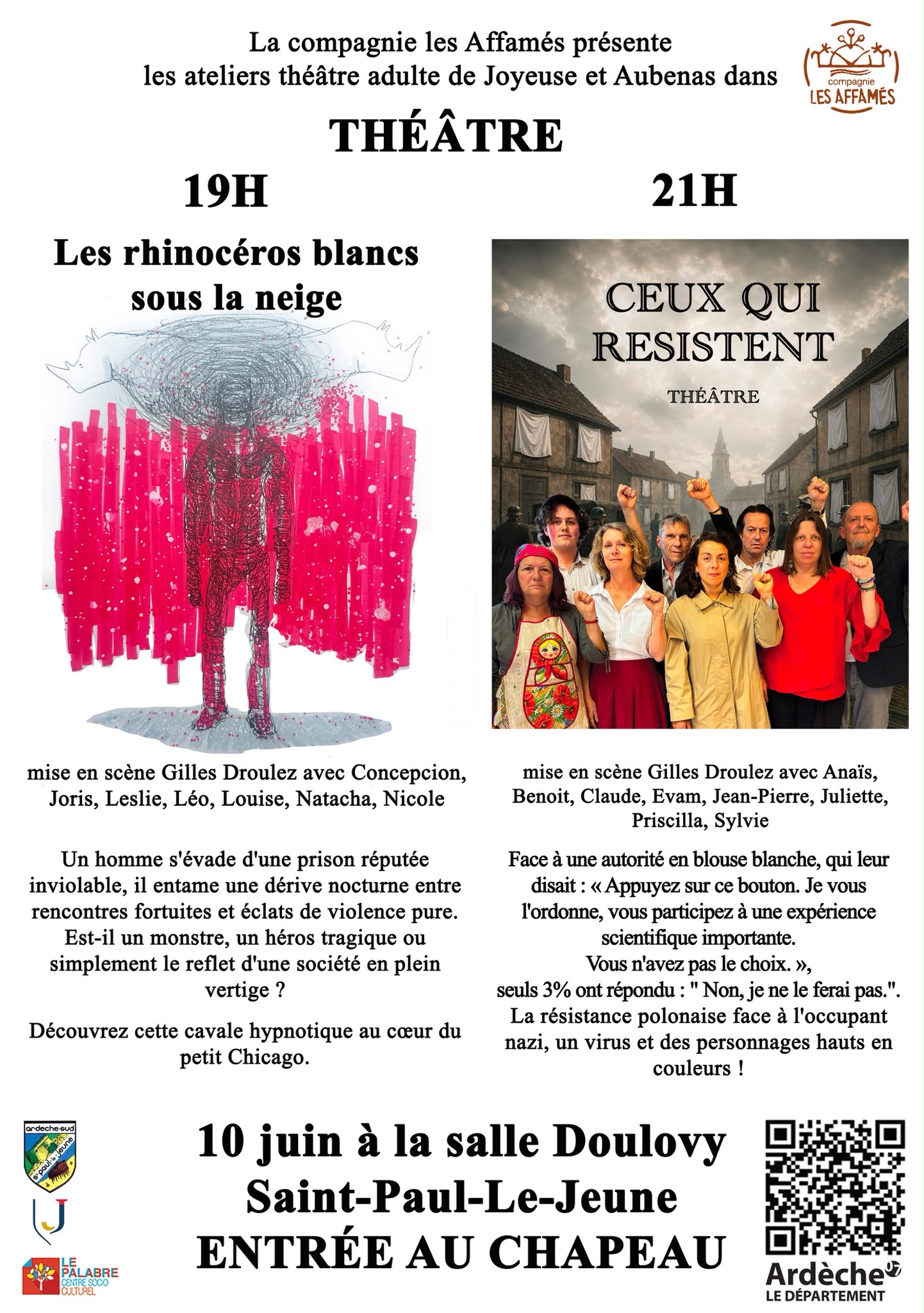 Affiche de Théâtre - deux pièces en une à Saint-Paul-Le-Jeune