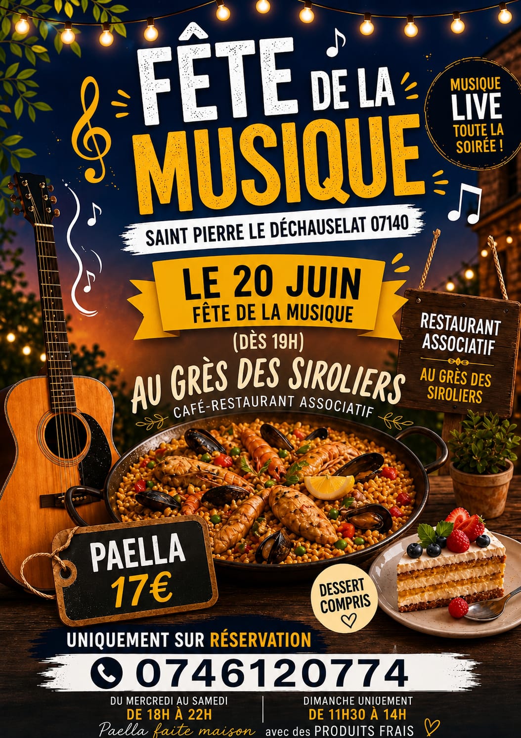 Affiche de Fête de la musique à Saint Pierre le Déchauselat