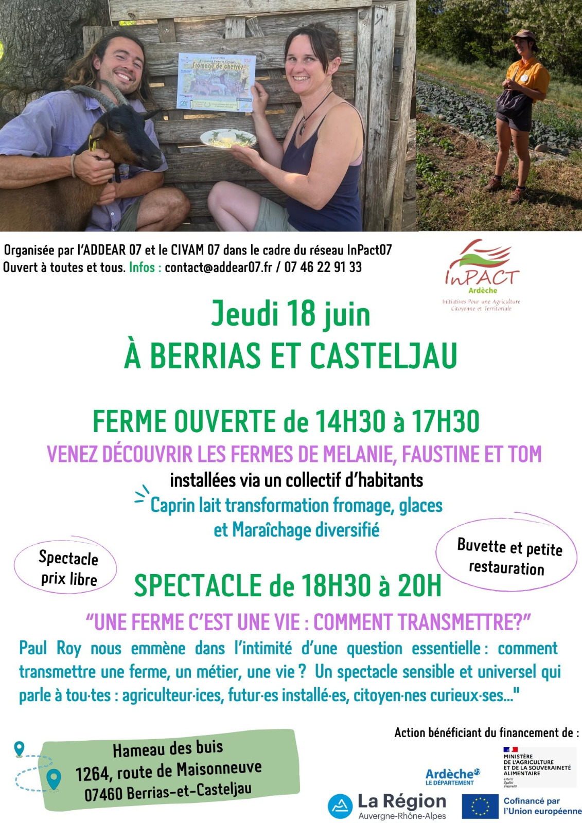 Affiche de Ferme ouverte & spectacle à Berrias-et-Casteljau