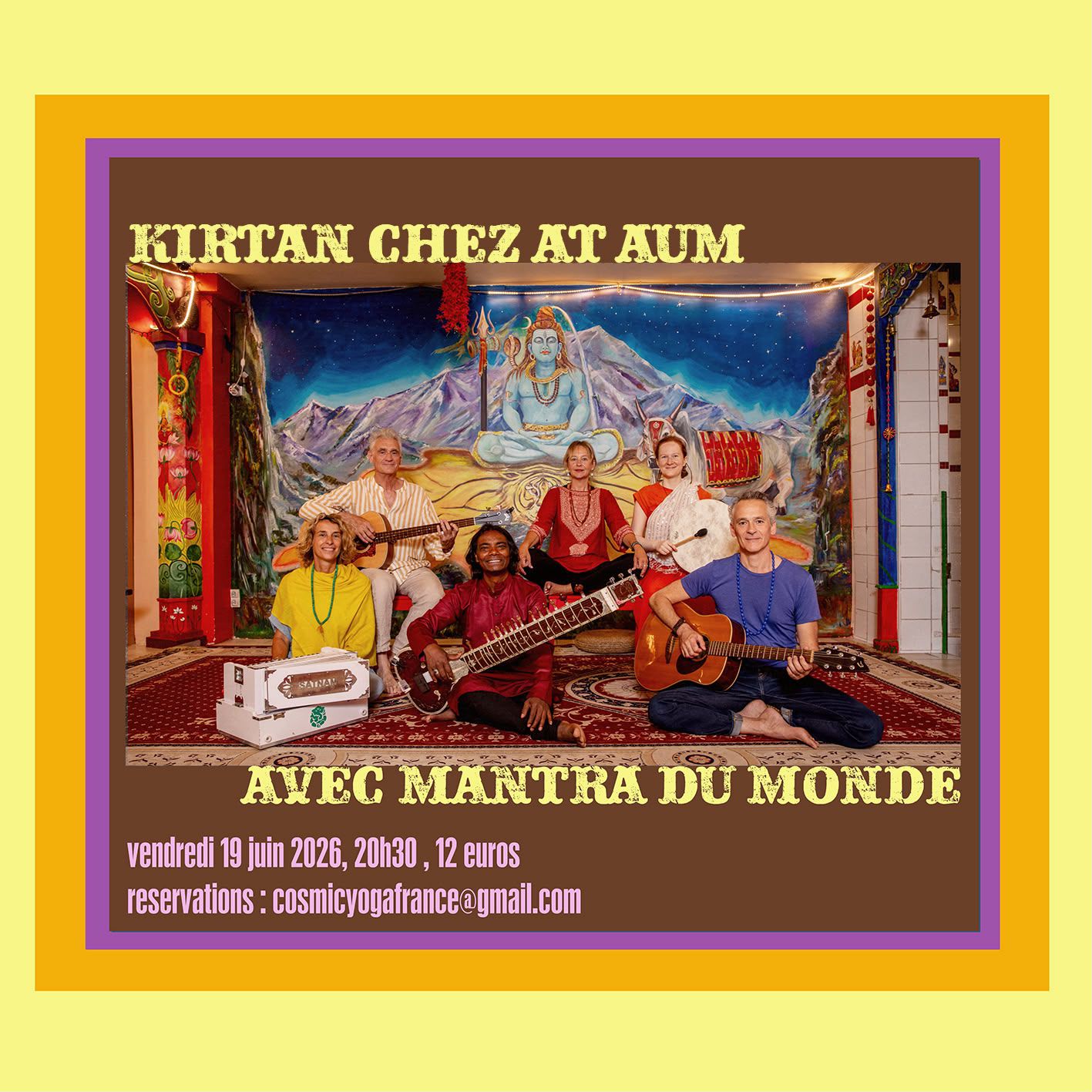 Affiche de Kirtan chez at aum à Aum