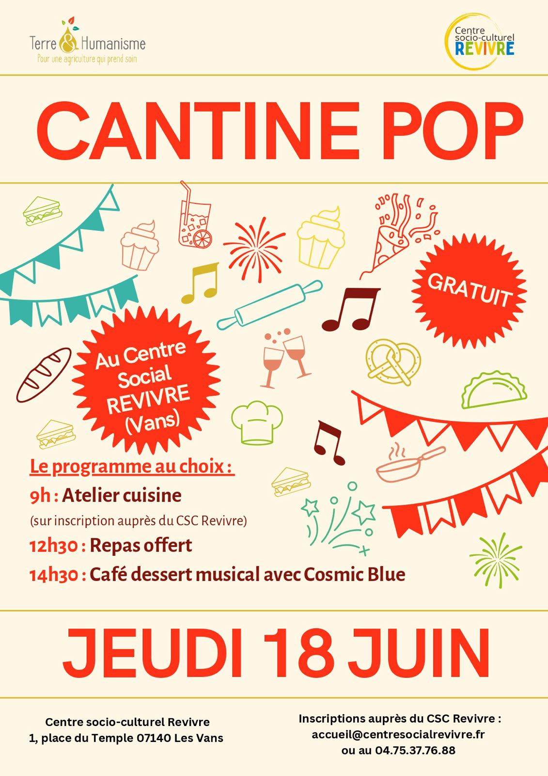 Affiche de Cantine pop à Les Vans