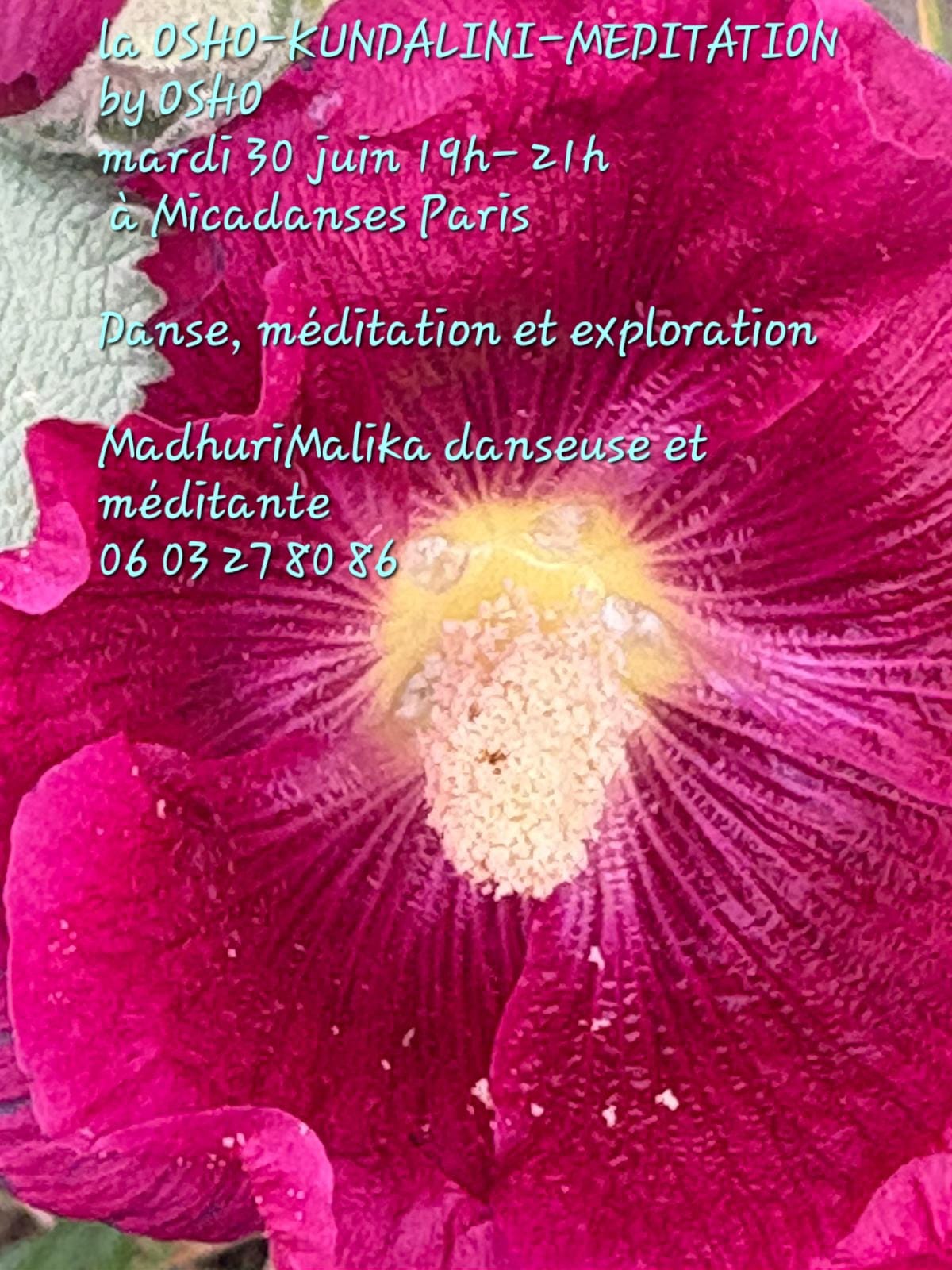 Affiche de Osho kundalini méditation à Paris