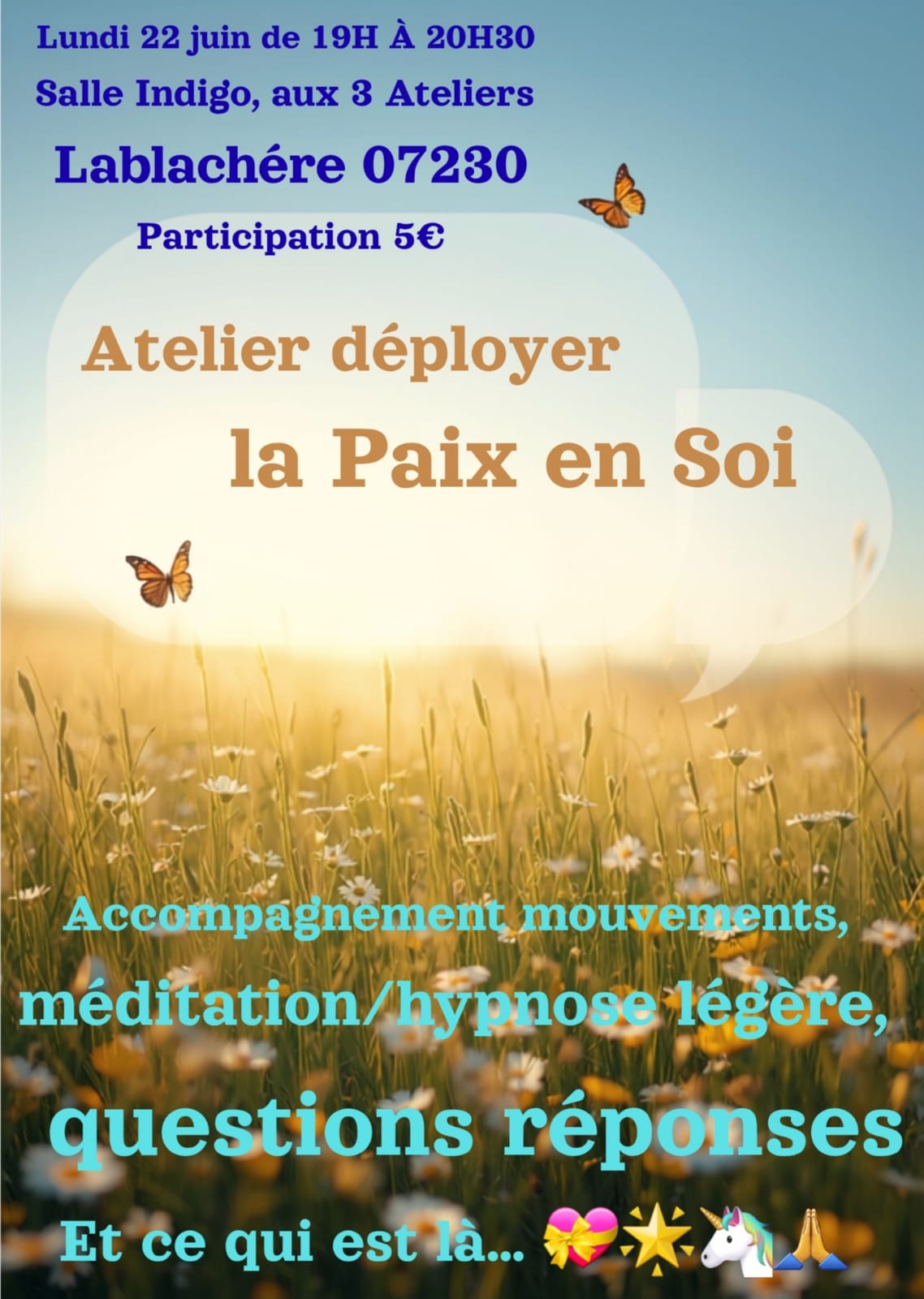 Affiche de Atelier déployer la paix en à Lablachère