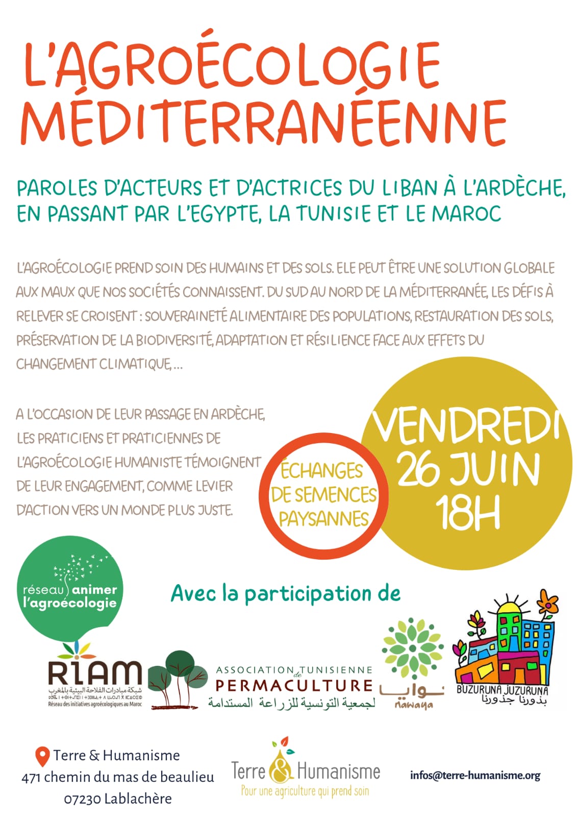 Affiche de Agroécologie méditerranéenne à Lablachère