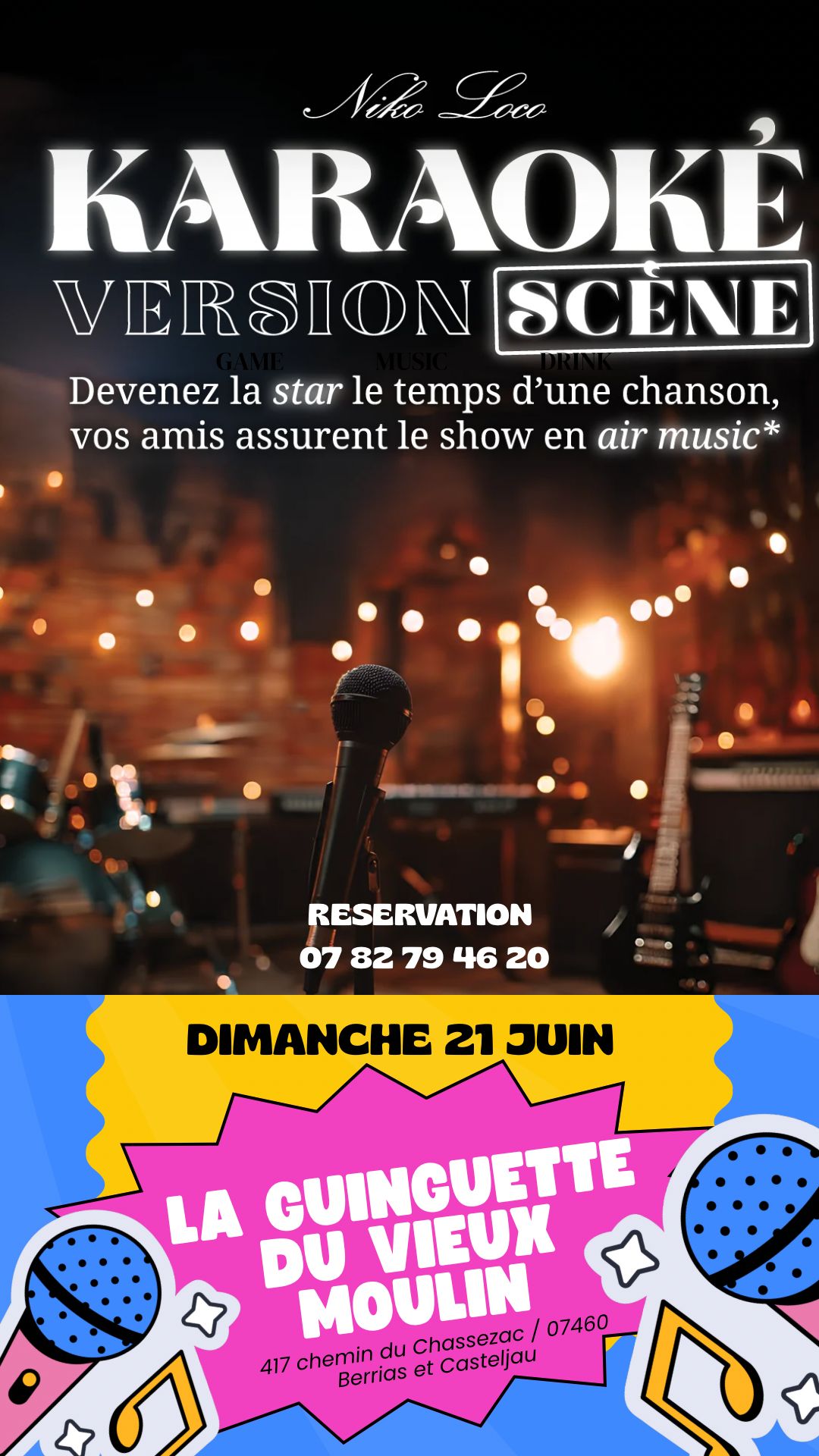 Affiche de Karaoké version scène à Berrias et Casteljau