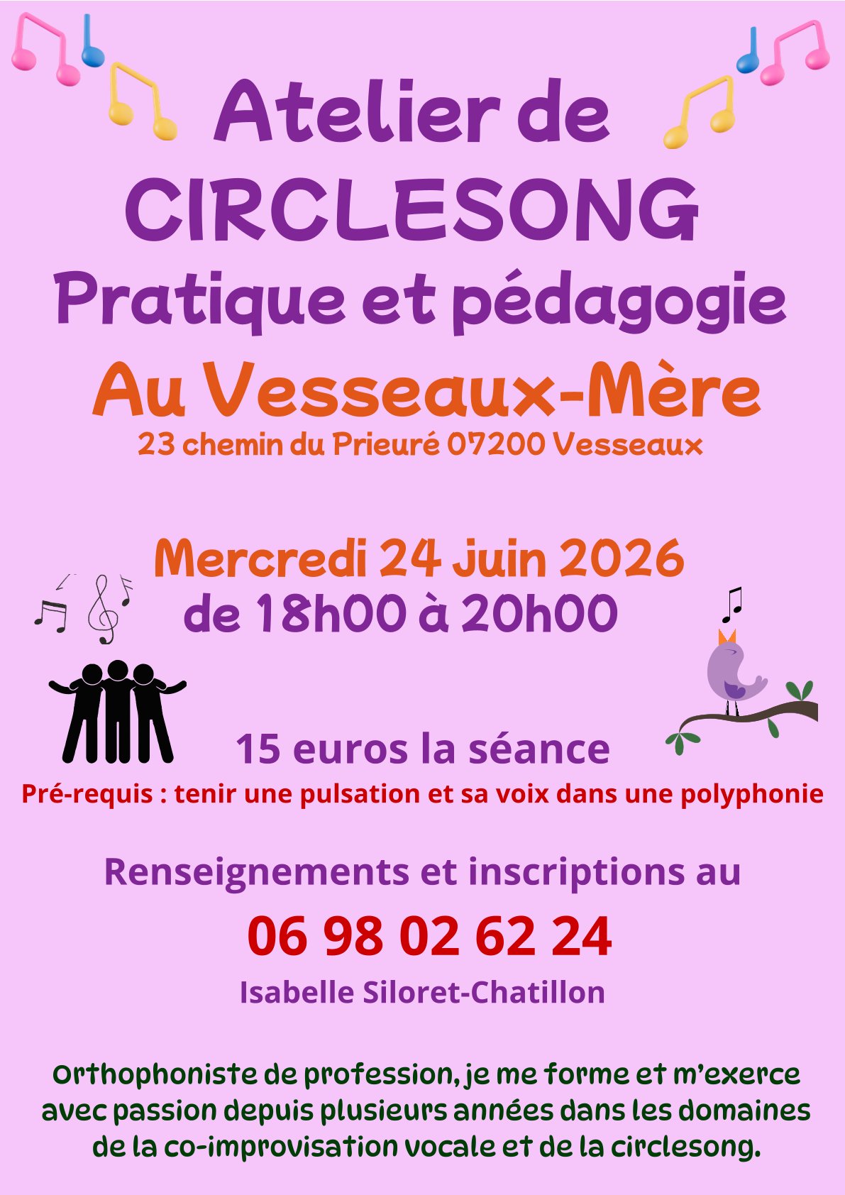 Affiche de Atelier de circlesong à Vesseaux