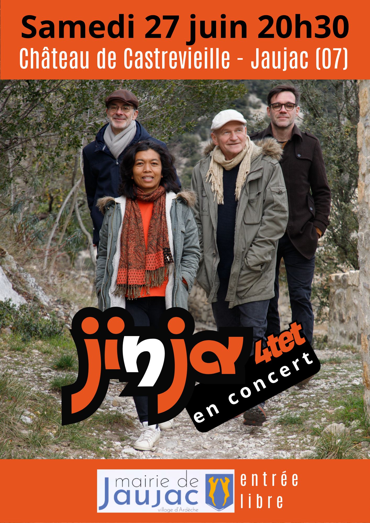 Affiche de Jinja quartet en concert à Jaujac