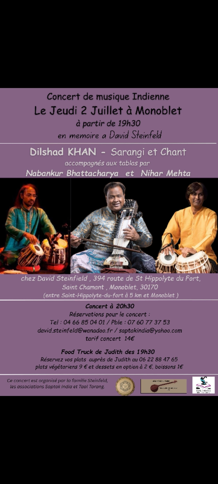 Affiche de Concert de musique indienne à Monoblet