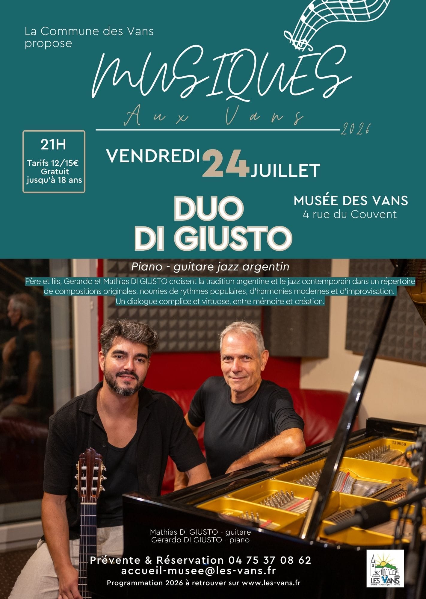 Affiche de Musiques aux vans - duo di à Les Vans