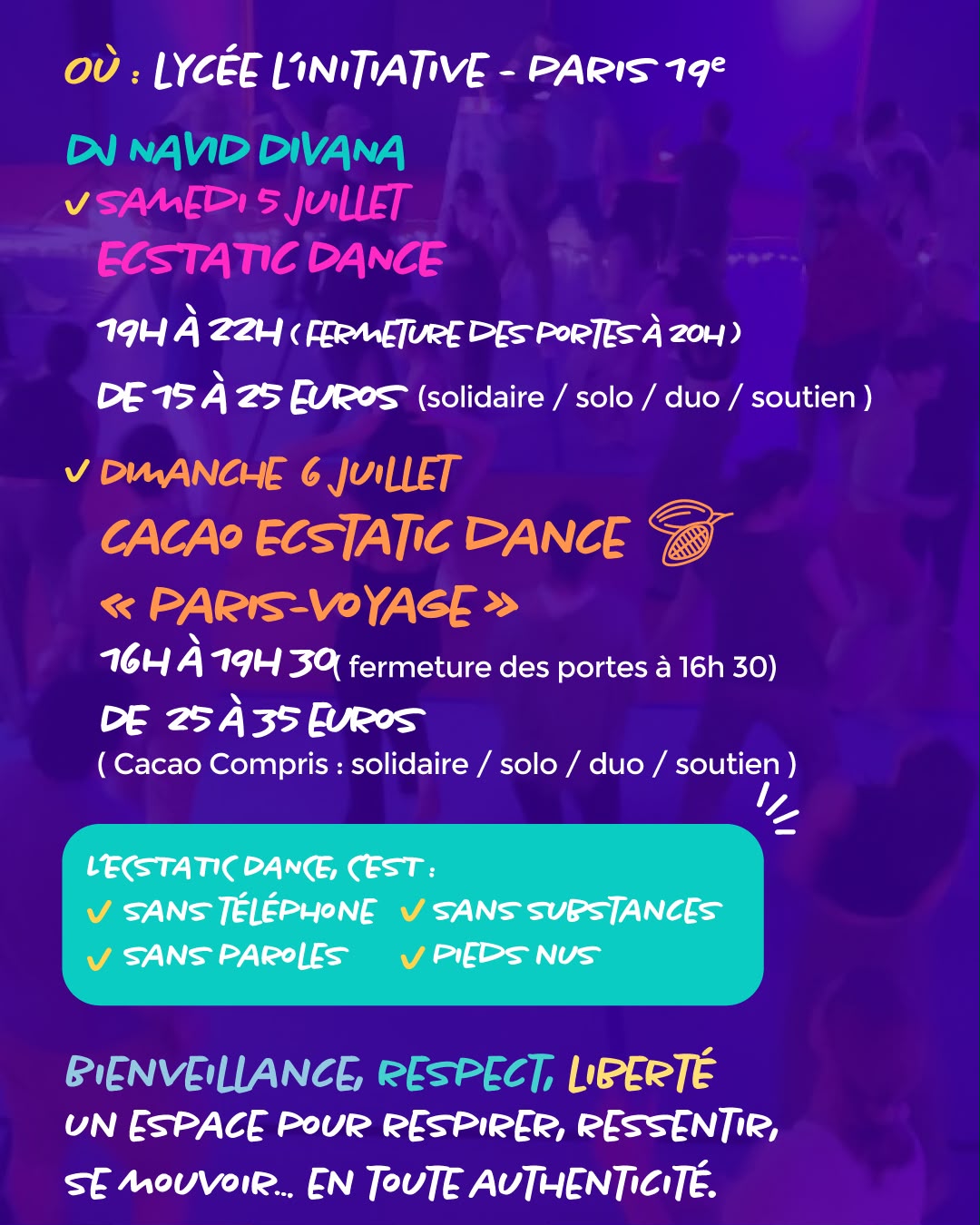 Affiche de Ecstatic dance & cacao à Paris