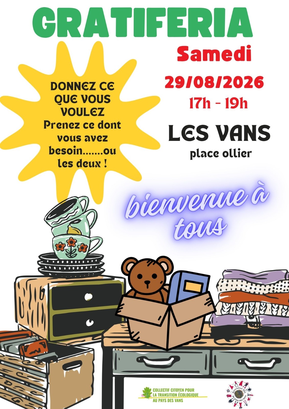 Affiche de Gratiferia de rentrée à Les Vans