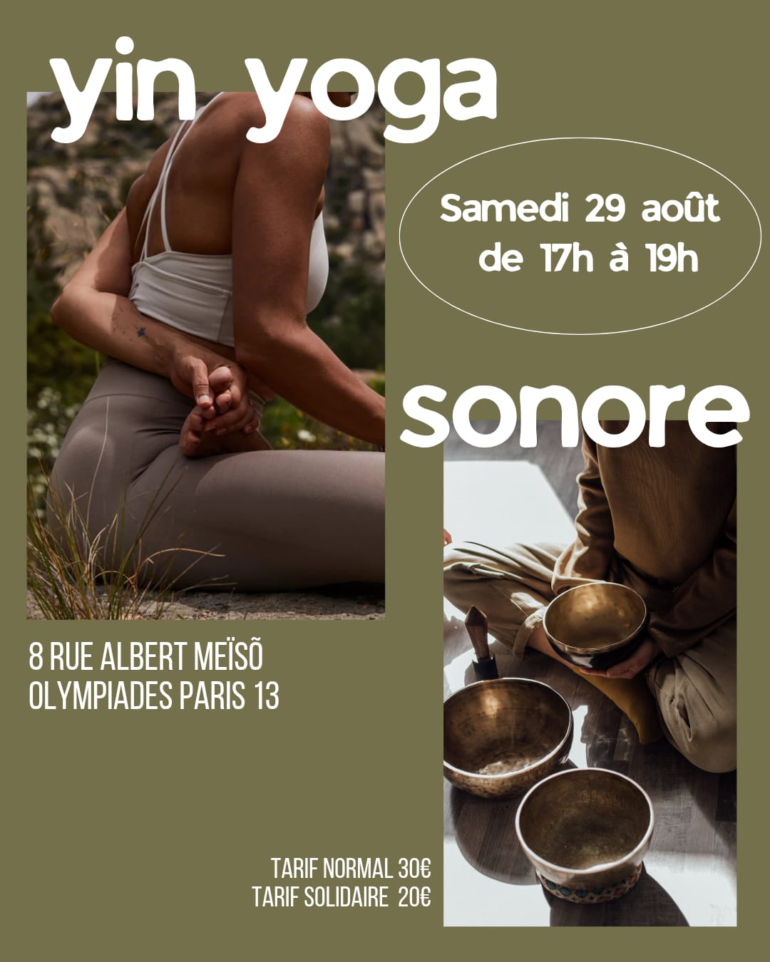 Affiche de Yin yoga et bain sonore à Paris