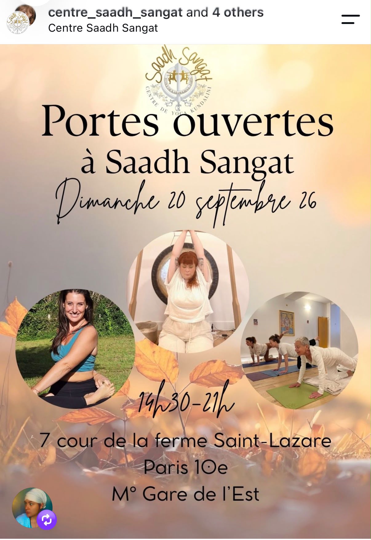 Affiche Portes ouvertes à saadh sangat