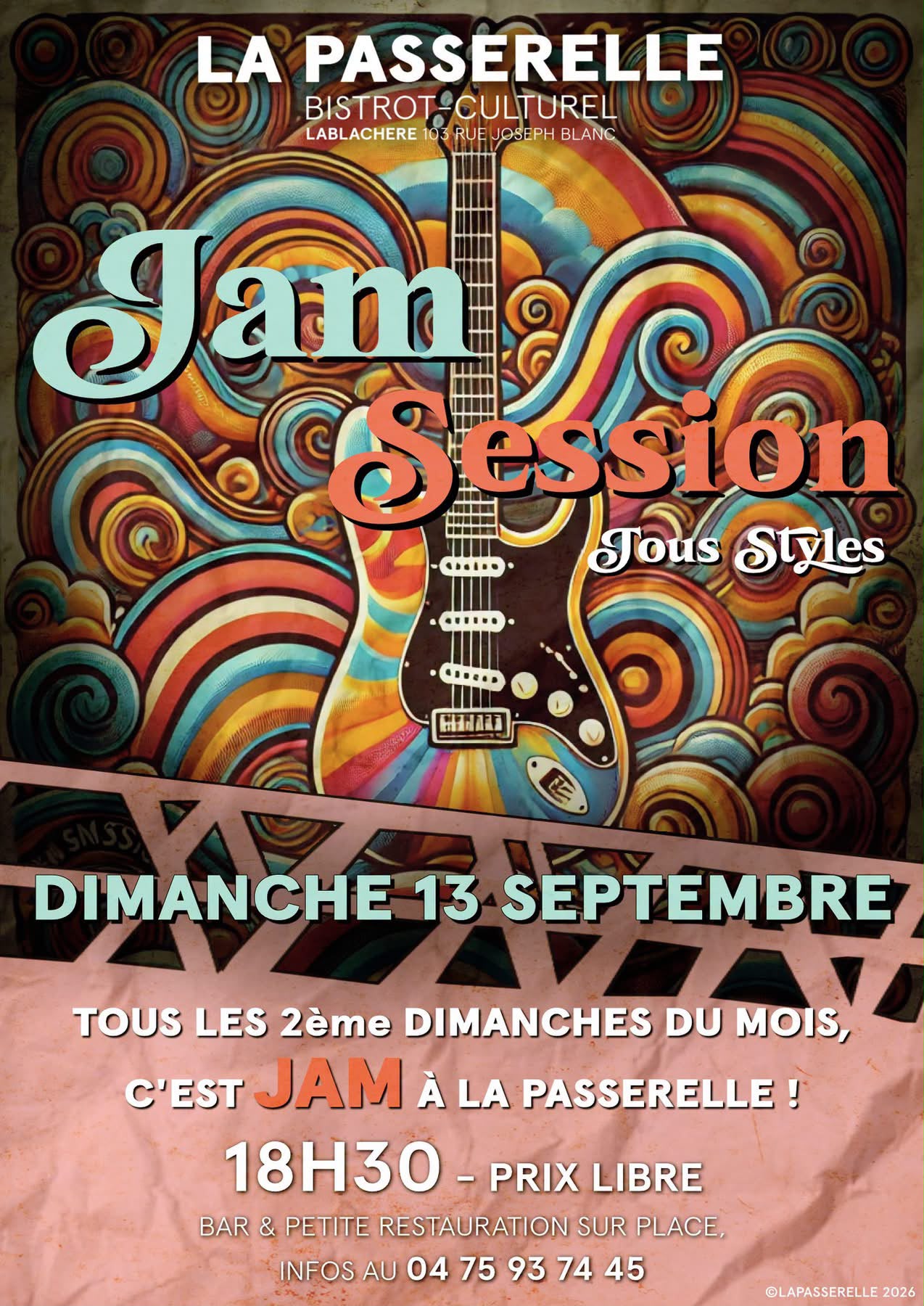 Affiche de Jam session tous styles à Lablachère