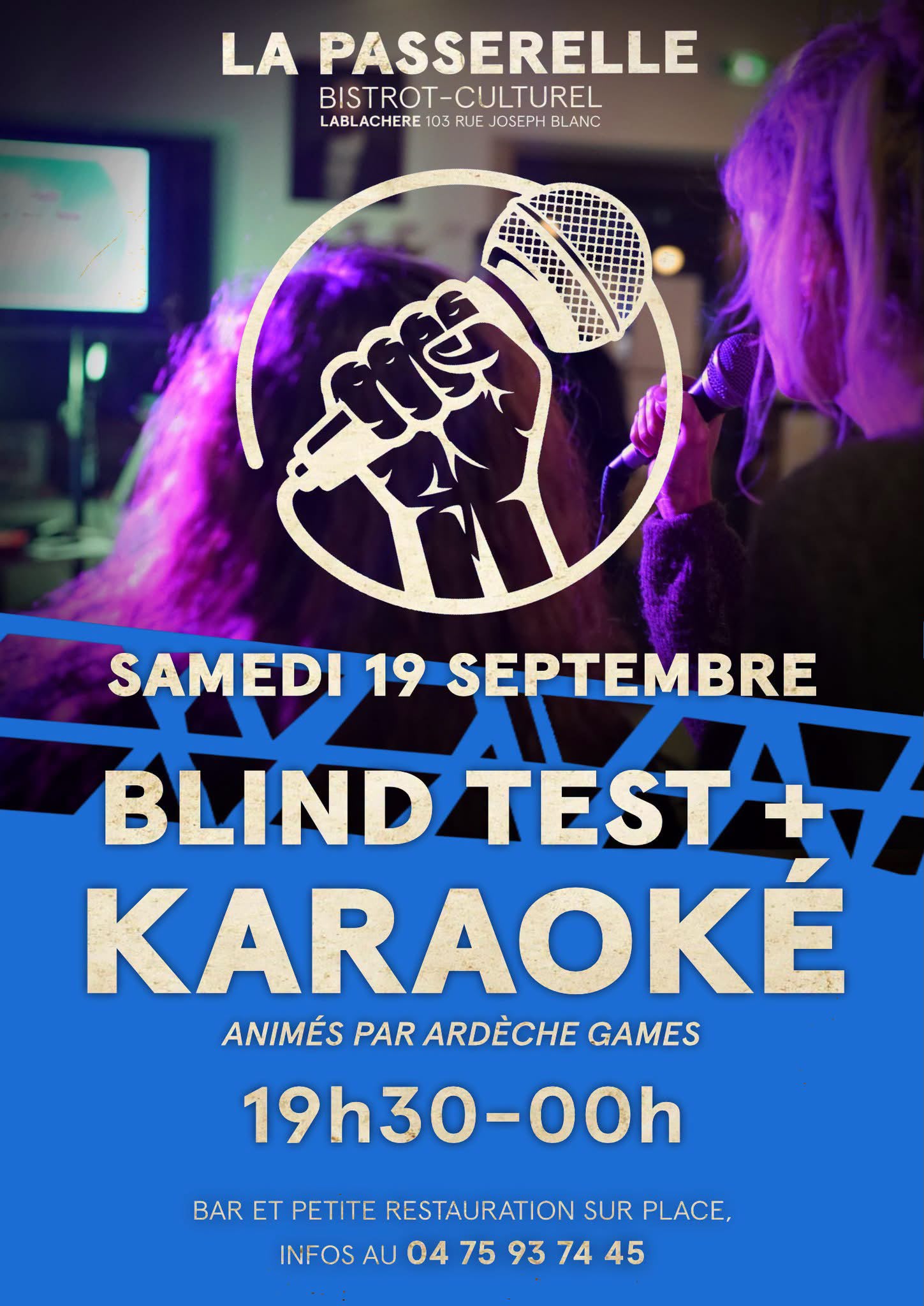 Affiche de Blind test + karaoké à Lablâchere