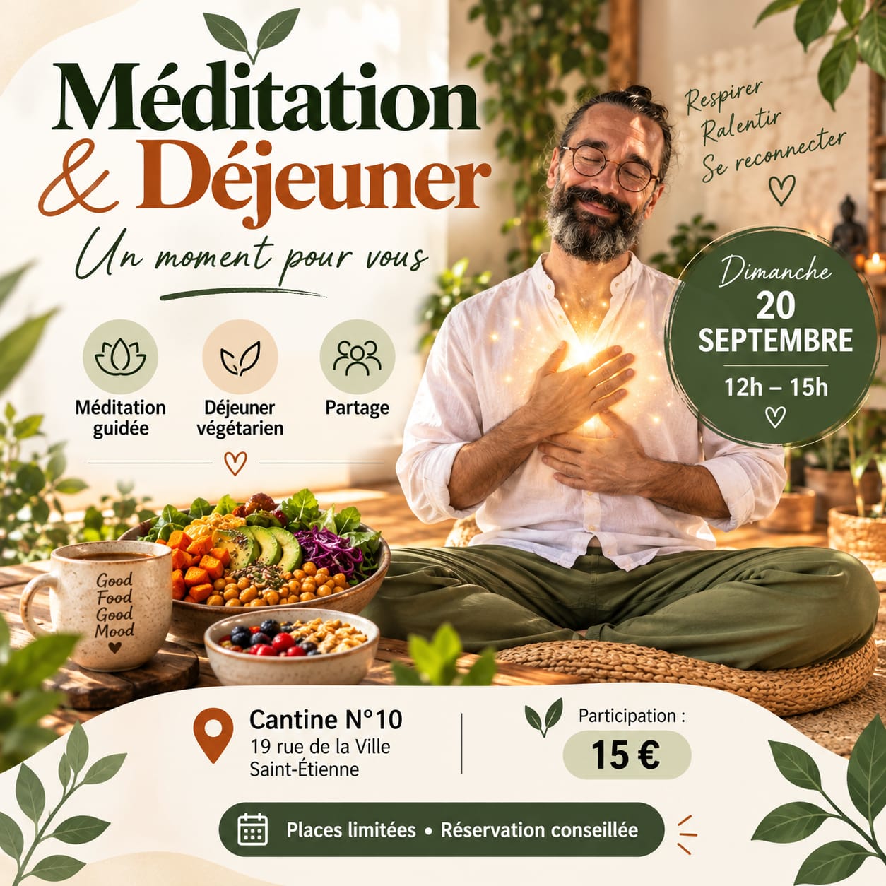 Affiche Méditation & déjeuner
