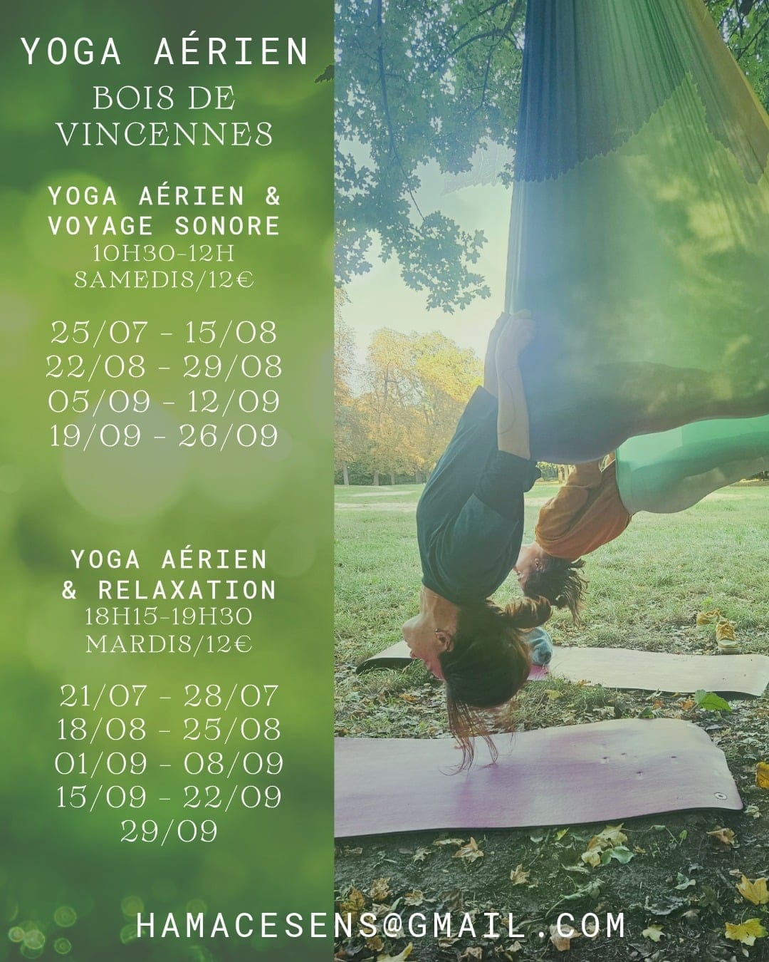 Affiche Yoga aérien bois de vincennes