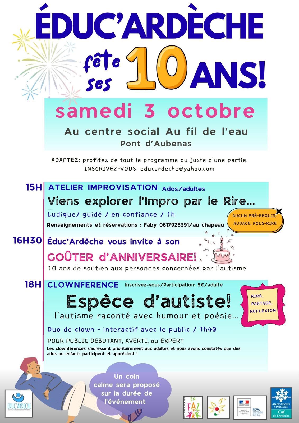 Affiche de Éduc'ardèche fête ses 10 ans à Pont-d'Aubenas