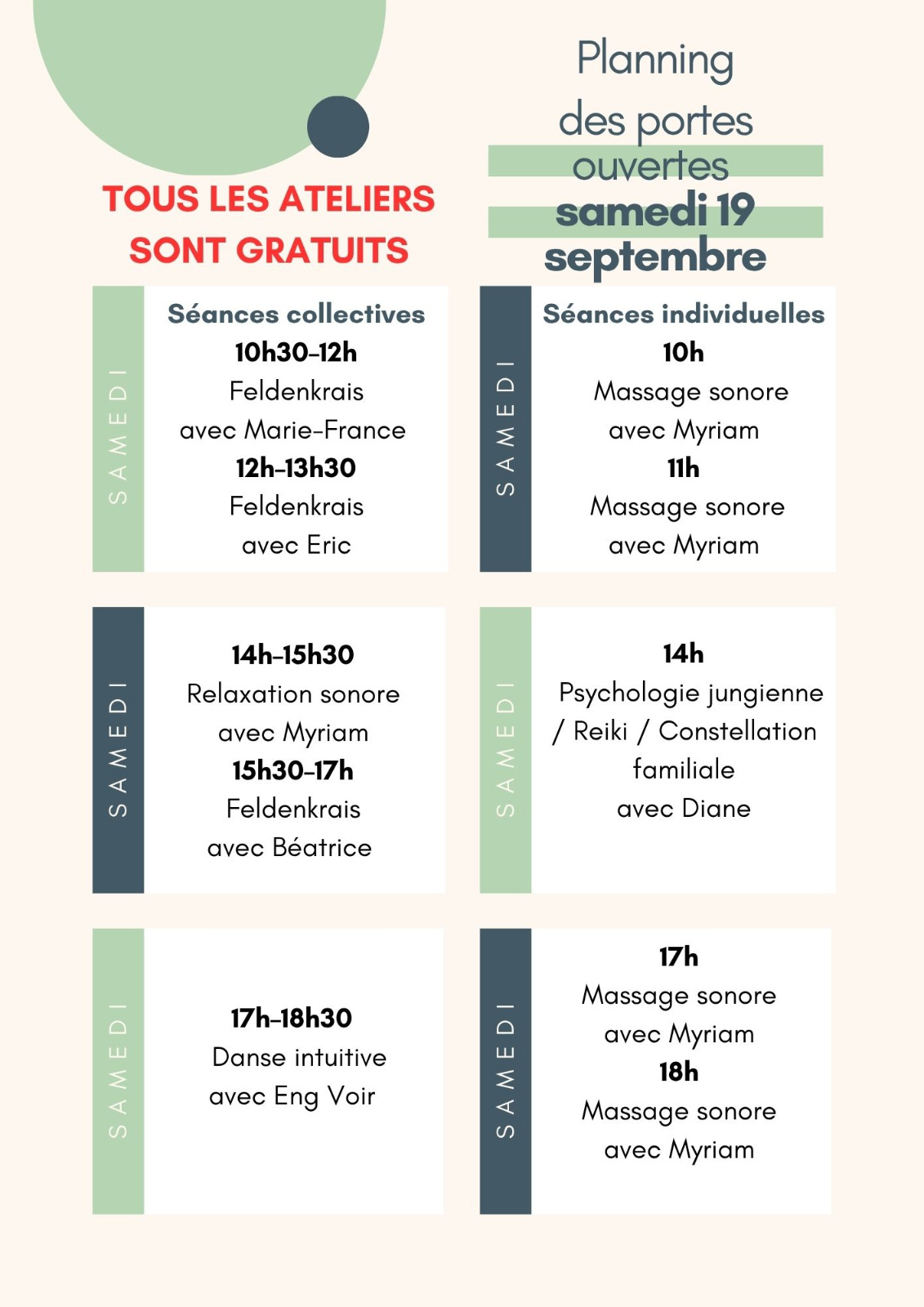 Affiche de Planning des portes ouvertes