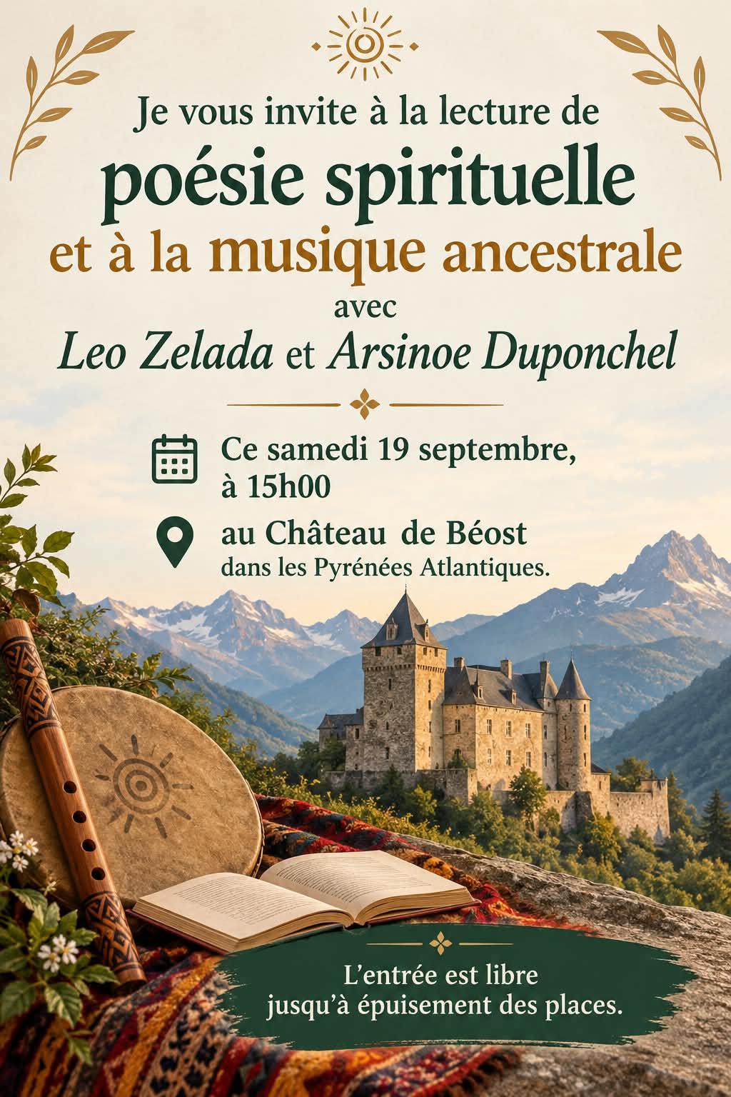Affiche de Poésie spirituelle et musique à Béost