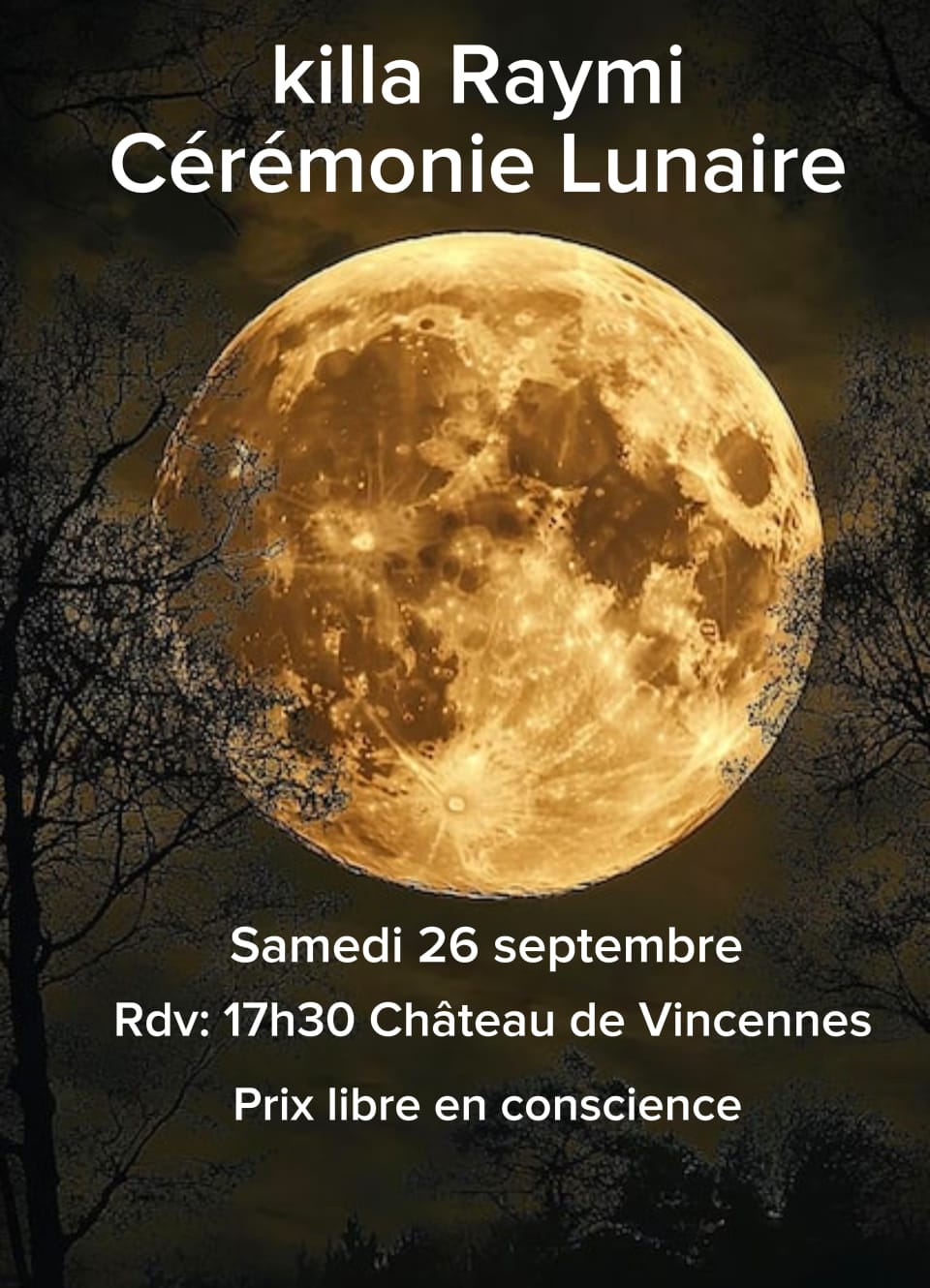 Affiche de Killa raymi cérémonie lunaire à Vincennes