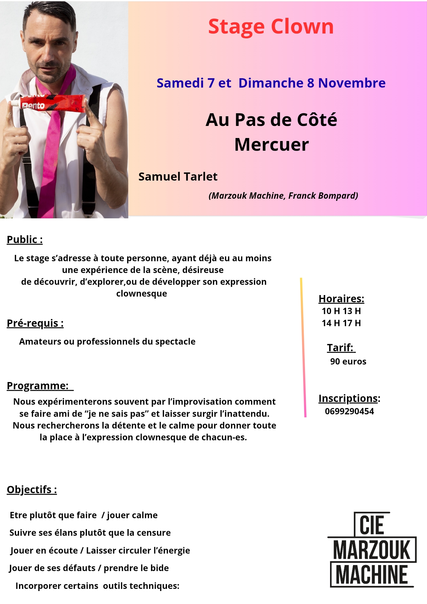 Affiche de Stage clown à Mercuer