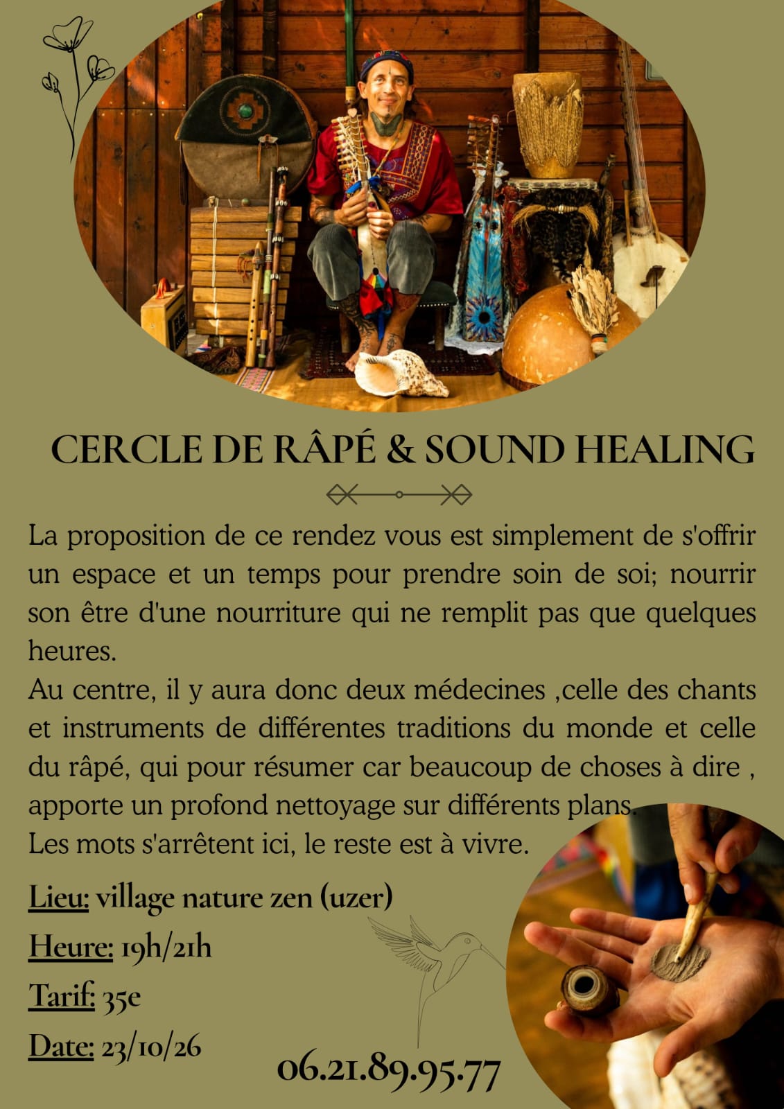 Affiche de Cercle de râpé & sound healing à Uzer