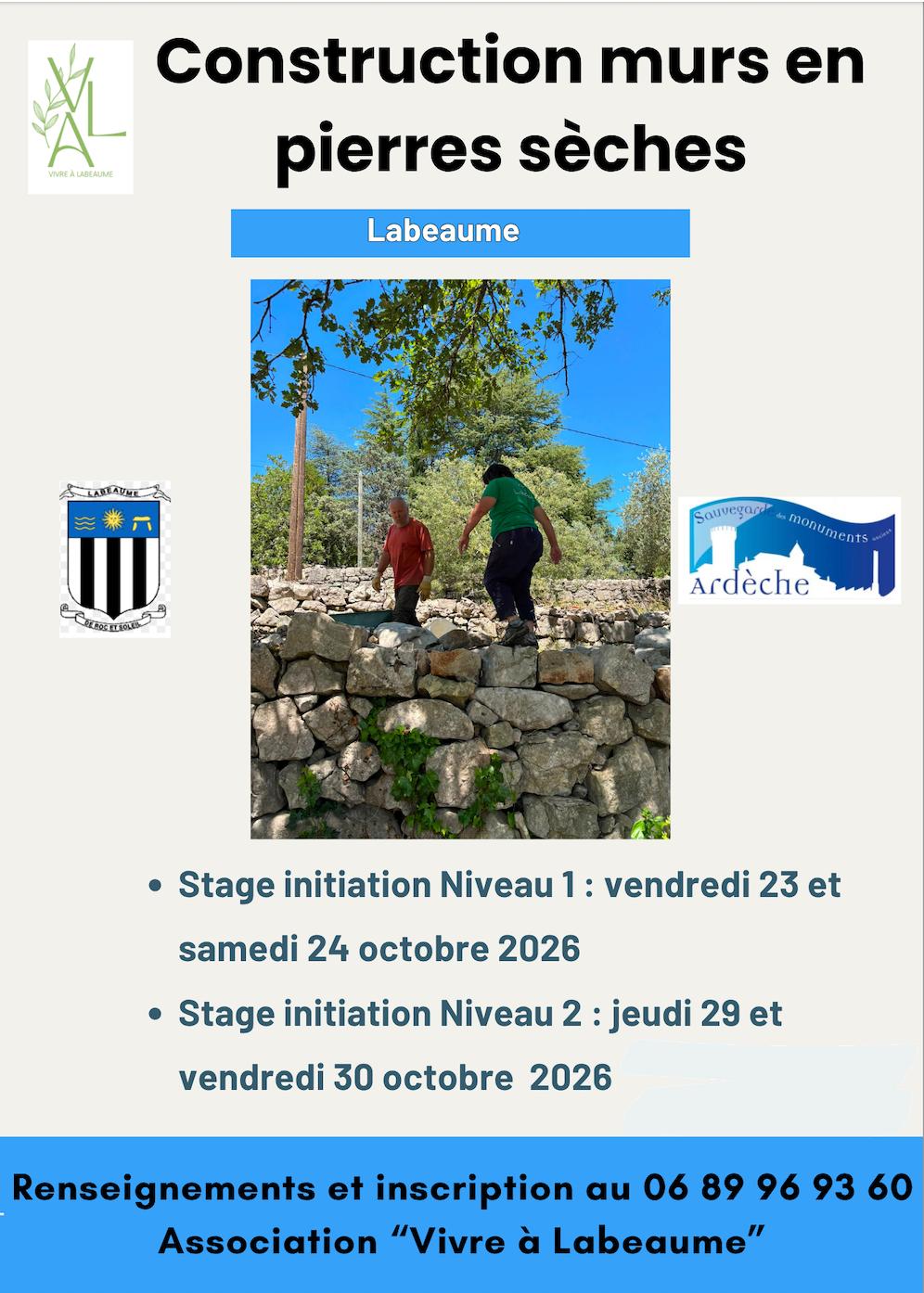 Affiche de Construction murs pierres à Labeaume