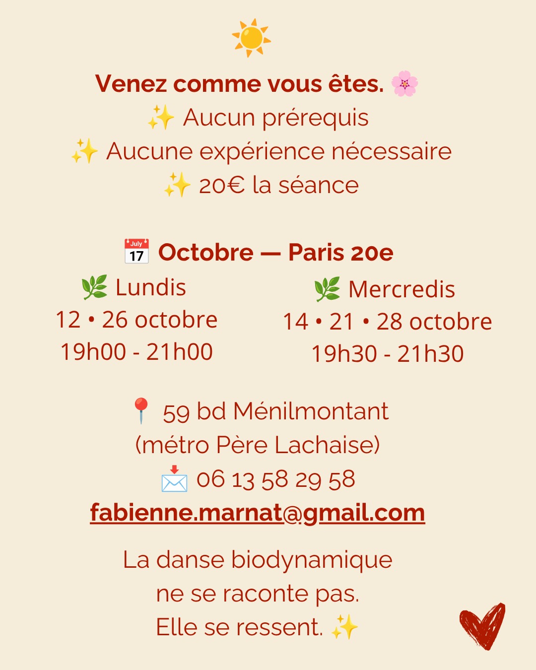 Affiche de La danse biodynamique à Paris