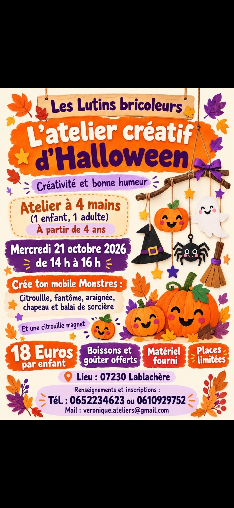 Affiche de Atelier créatif halloween à Lablachère