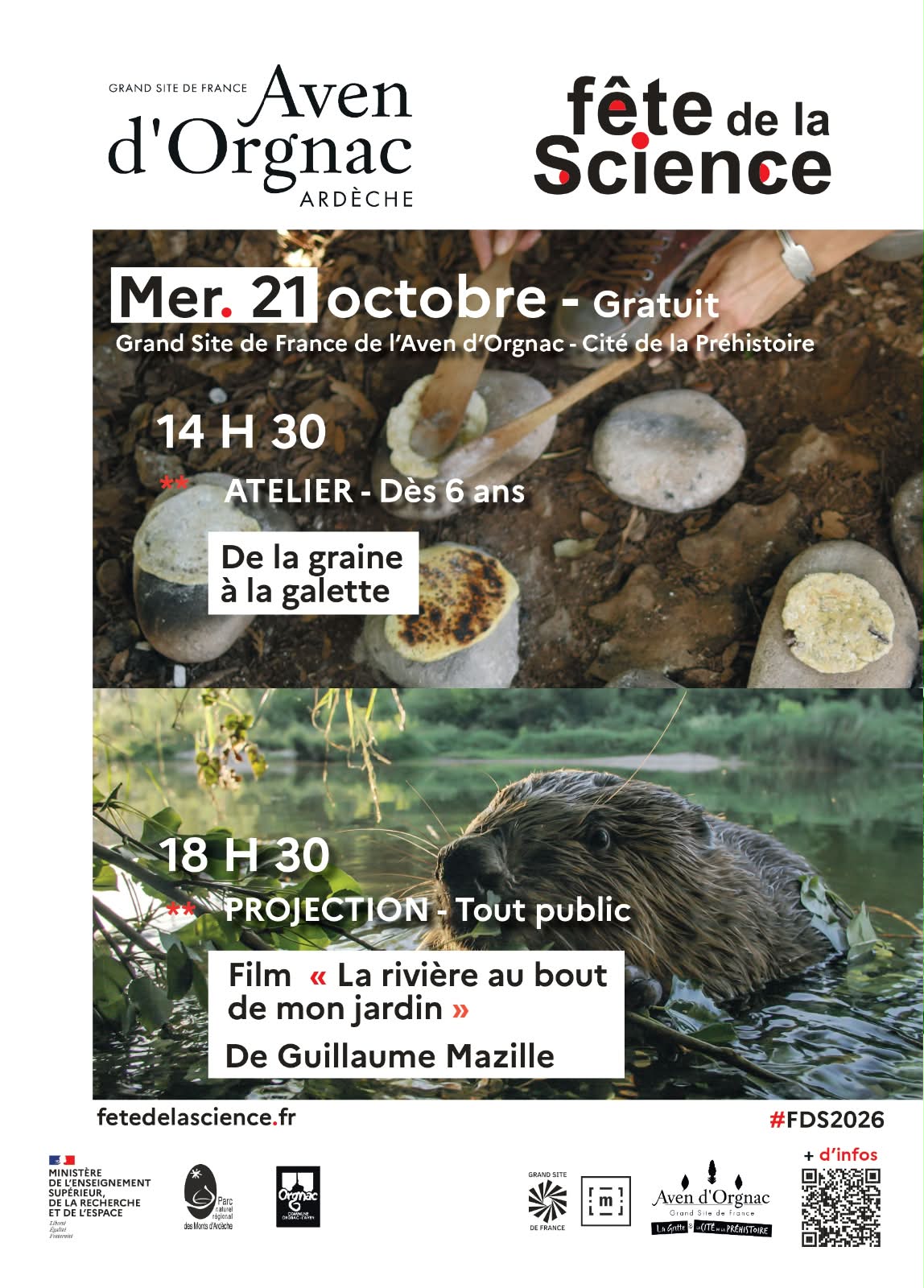 Affiche de Fête de la science - atelier à Aven d'Orgnac