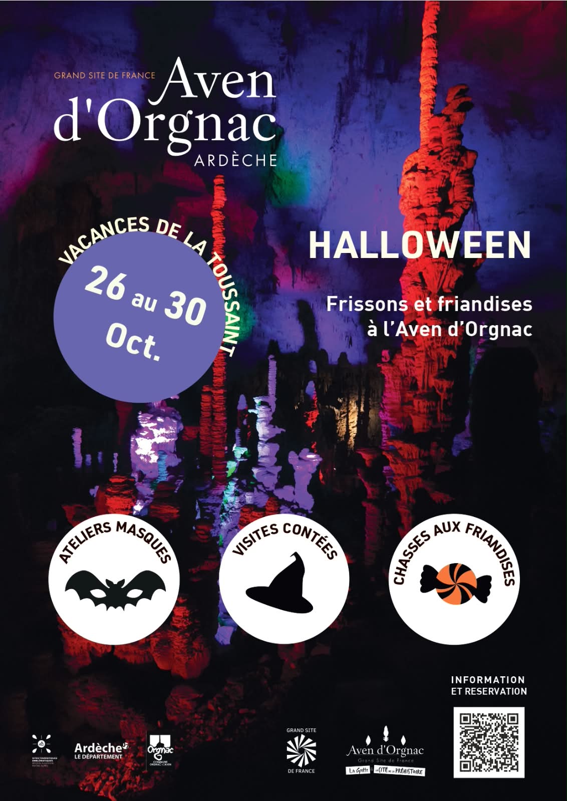Affiche de Halloween à l'aven d'orgnac à Aven d'Orgnac
